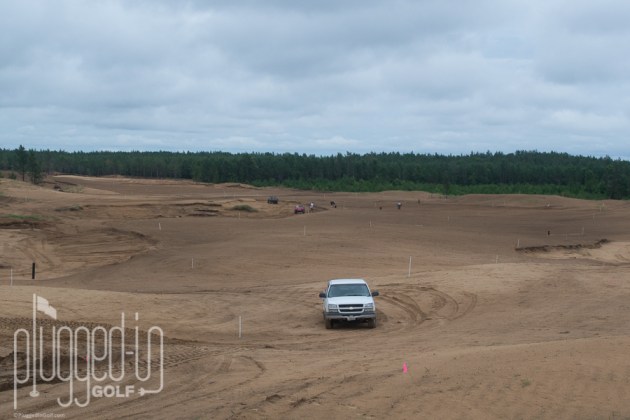 #6 is a long par 4. No grass yet, but you can see the risk/reward element already.