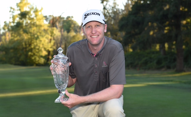 NORTH PLAINS, OR - AUGUST 28: Ryan Brehm poses with the trophy after winning the WinCo Foods Portland Open at Pumpkin Ridge Witch Hollow on August 28, 2016 in North Plains, Oregon. (Photo by Steve Dykes/Getty Images)