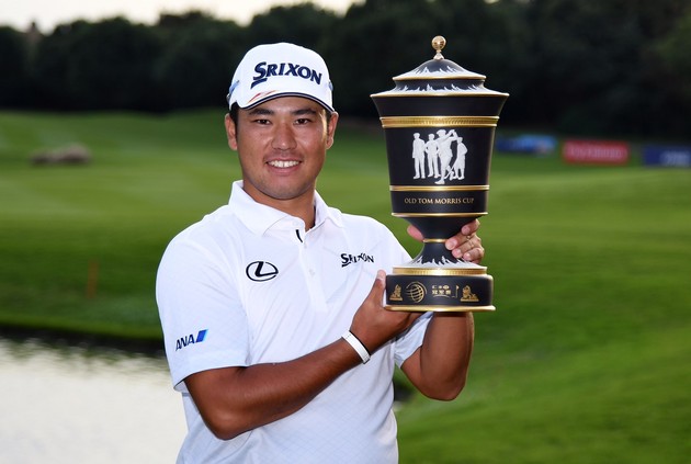 SHANGHAI, CHINA - OCTOBER 30: Hideki Matsuyama of Japan with the winners trophy the final round of the WGC - HSBC Champions at the Sheshan International Golf Club on October 30, 2016 in Shanghai, China. (Photo by Ross Kinnaird/Getty Images)