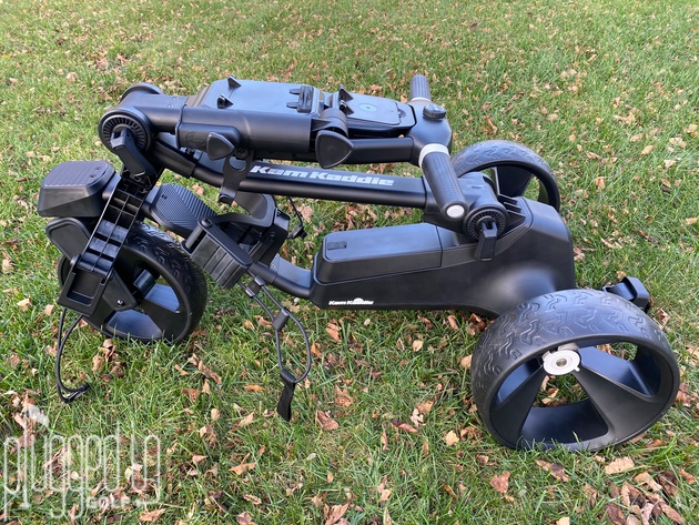 kam kaddie motorized push cart folded