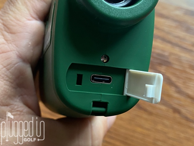 pinned golf prism rangefinder battery door
