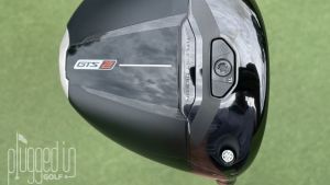 Titleist-GTS2-Driver-PluggedInGolf-Testing A picture of the sole of the Titleist GTS2 driver sole