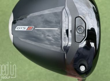 A picture of the sole of the Titleist GTS2 driver sole