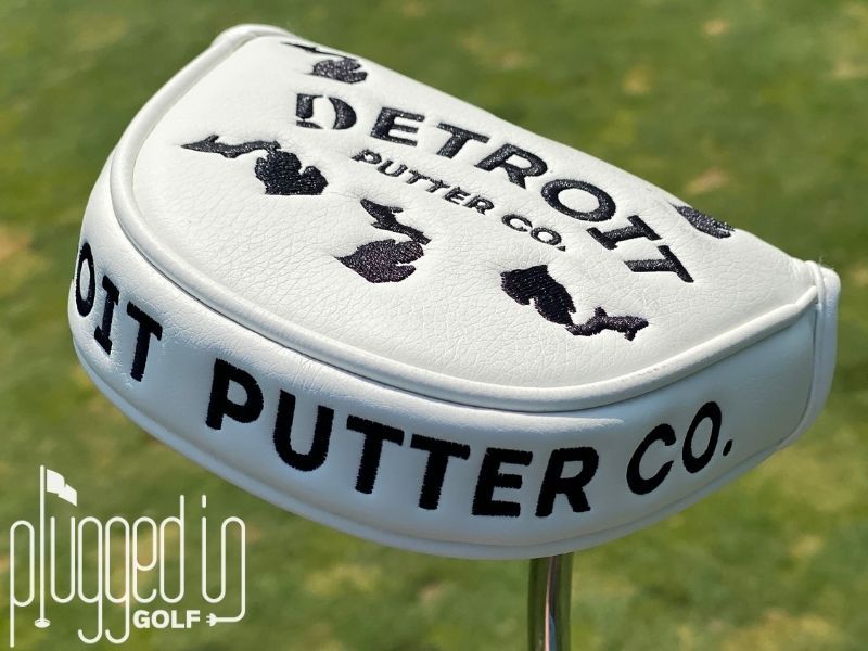 Picture of the magnetic closing headcover on The Detroit Putter Co. The Ambassador putter.