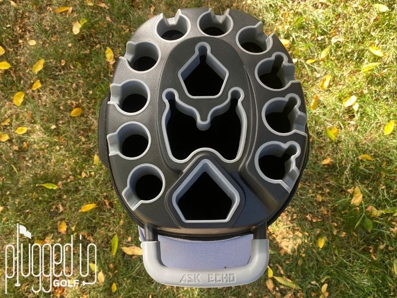 Photo of the top of the Ask Echo T-Lock 4.0 Cart bag and divider system.